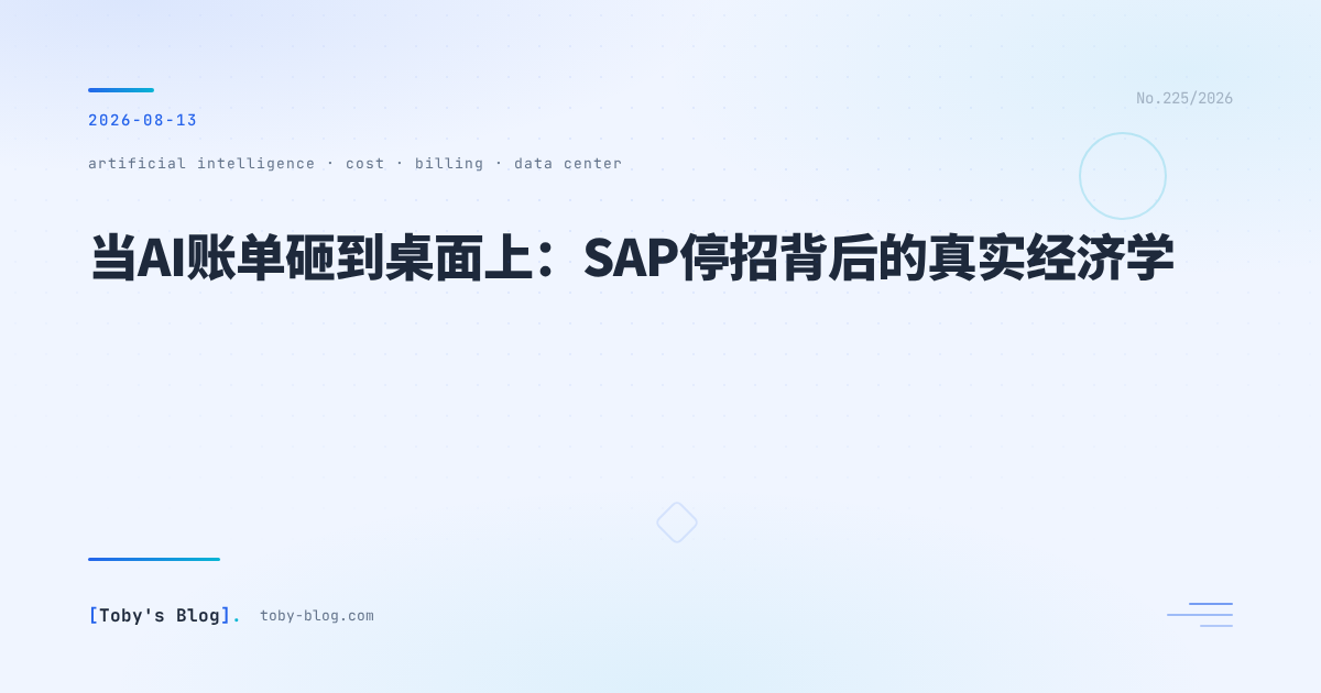 当AI账单砸到桌面上:SAP停招背后的真实经济学